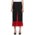 Róhe Black & Red Contrast Upside-Down Midi Skirt
