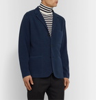 Mr P. - Navy Unstructured Textured-Knit Virgin Wool and Cotton-Blend Blazer - Blue