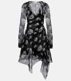 McQueen Skull asymmetric silk chiffon wrap dress
