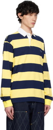 AFTER PRAY Yellow & Navy Stripe Jersey Rugby Polo