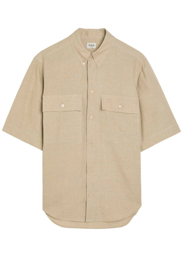 Photo: Tods Logo-embroidered Linen Shirt Beige