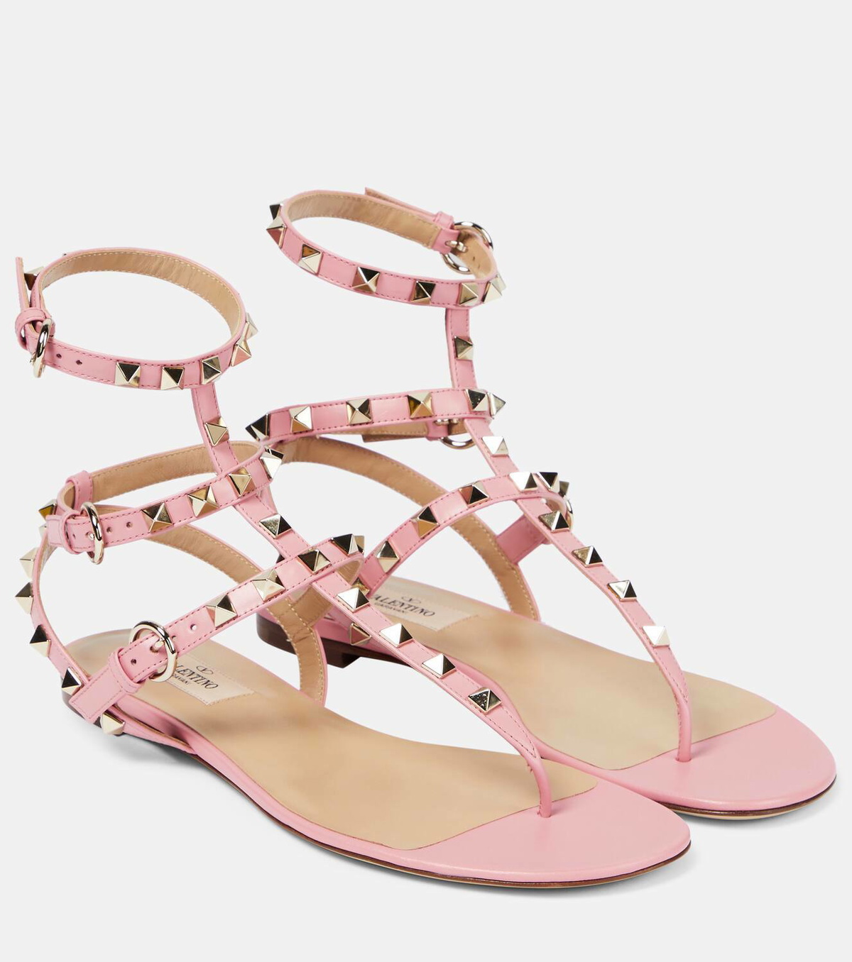 Valentino Garavani Rockstud flat thong sandals - Pink