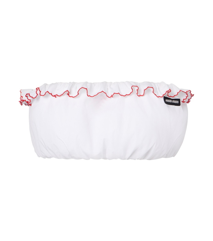 Photo: Miu Miu Scalloped cotton poplin bandeau top