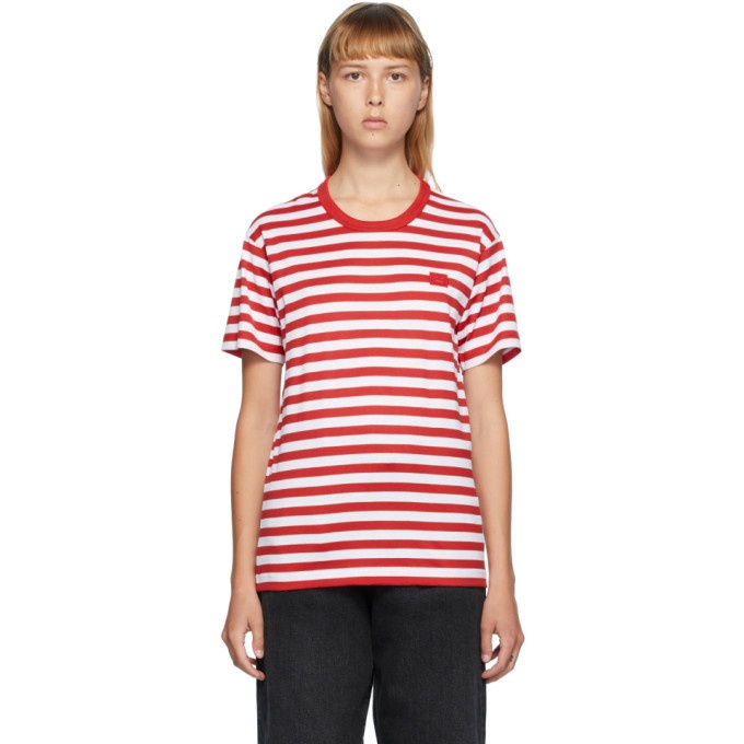 Acne Studios Red and White Classic Fit Striped Acne Studios