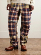 Givenchy - Straight-Leg Convertible Distressed Checked Cotton-Flannel Trousers - Brown