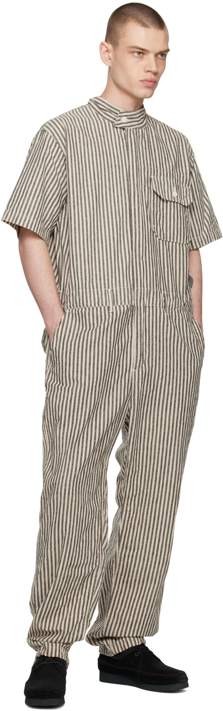 Engineered Garments Off-White & Black Racing Jumpsuit