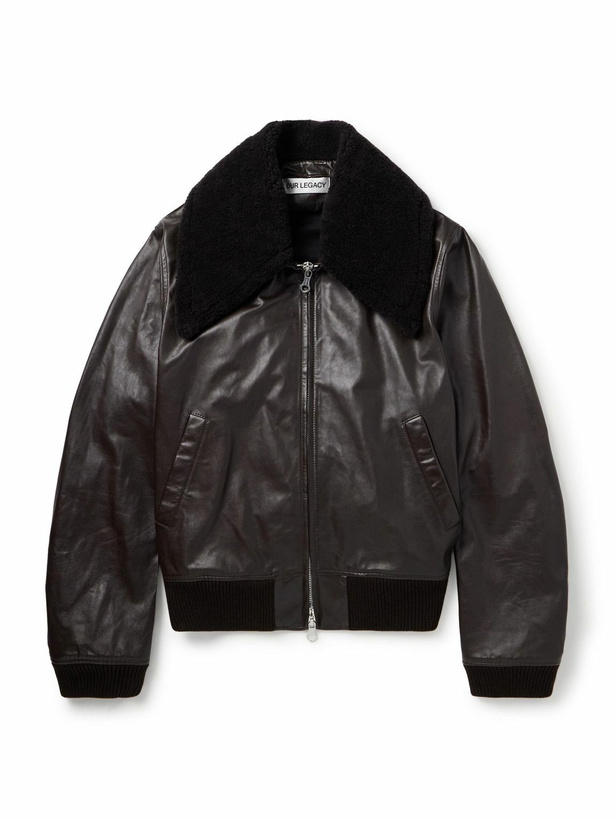 Photo: Our Legacy - Pharos Wool-Blend Trimmed Leather Bomber Jacket - Brown