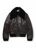 Our Legacy - Pharos Wool-Blend Trimmed Leather Bomber Jacket - Brown