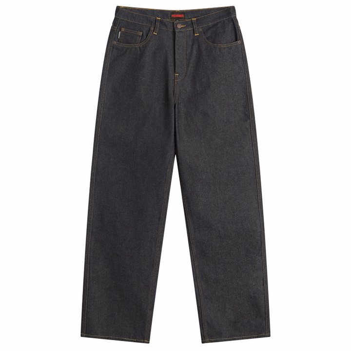 Photo: Pleasures Men's Formula Baggy Denim Jeans in Raw Indigo