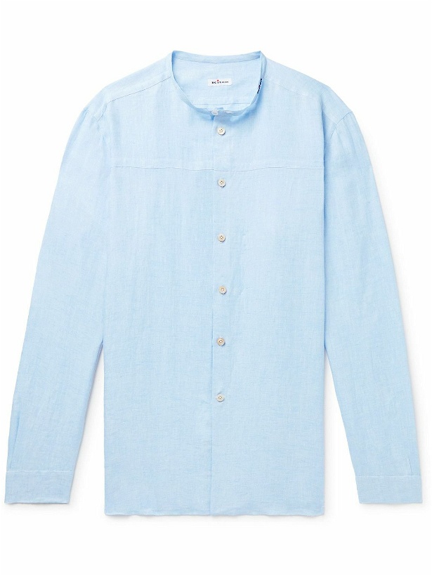 Photo: Kiton - Grandad-Collar Linen Shirt - Blue