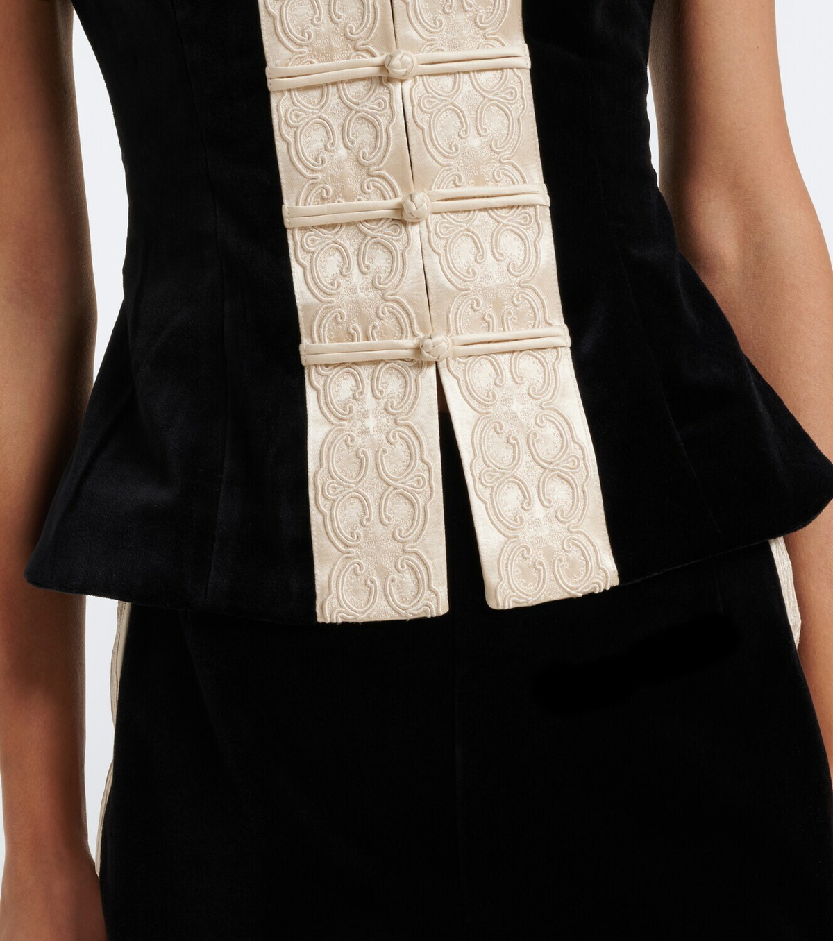 Posse Florian embroidered cotton velvet top