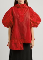 Simone Rocha Ruffled Hooded Nylon Poncho Red