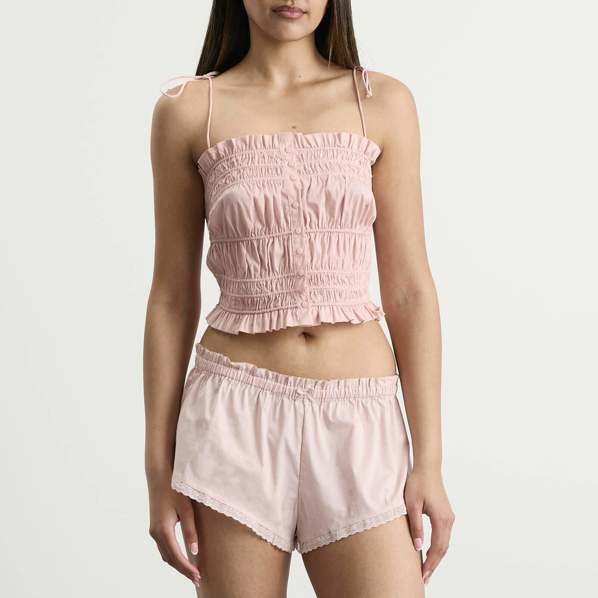 SKIMS Women's Poplin Ruffle Cami in Dusty Pink