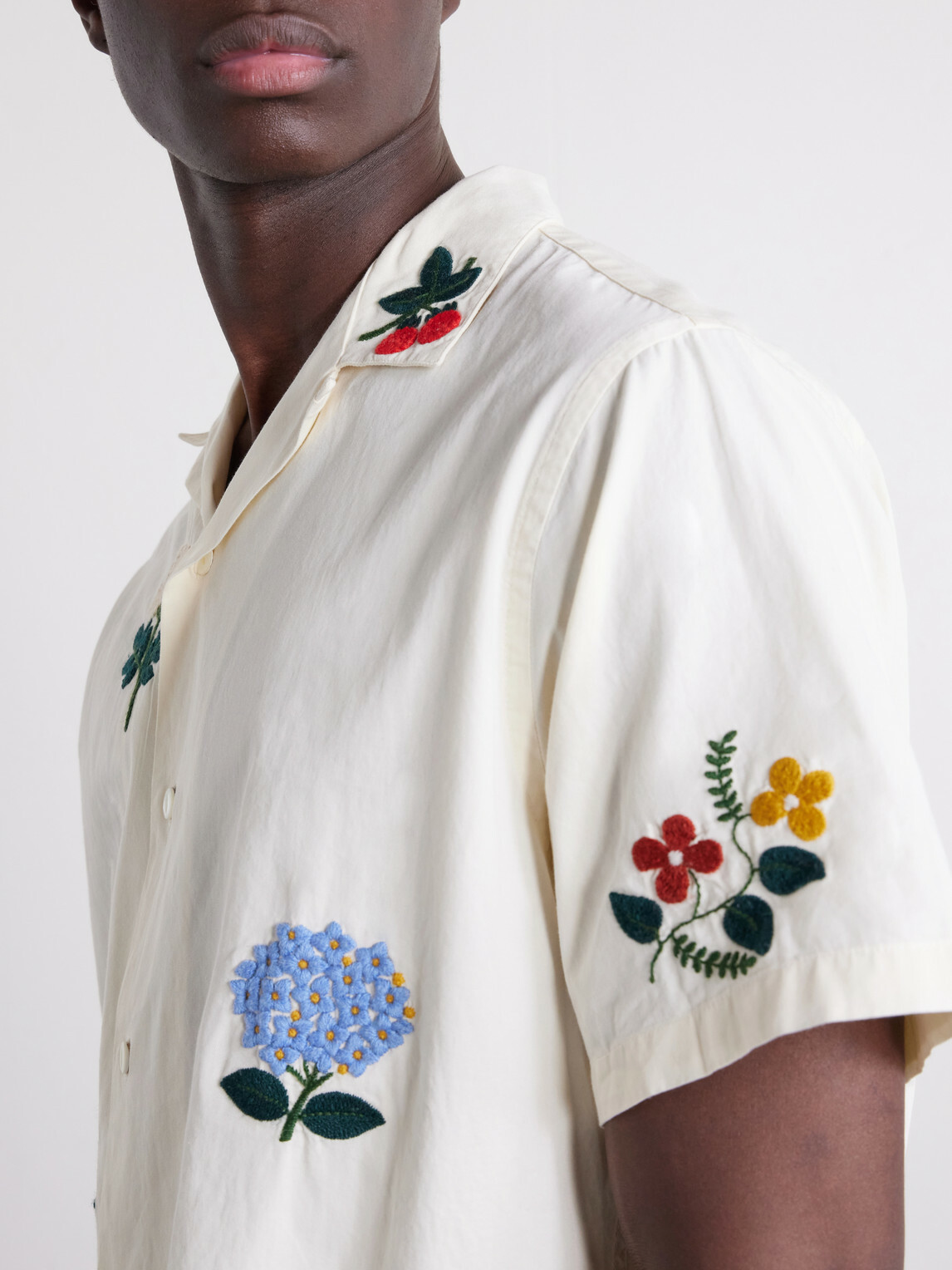 Portuguese Flannel - Embroidered Organic Cotton Shirt - Neutrals
