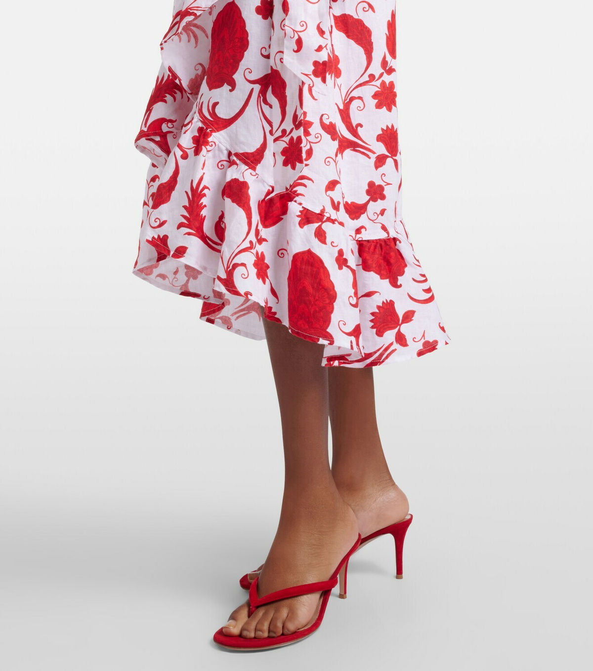 Heidi Klein Evia floral ruffled linen wrap dress