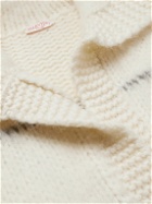 Valentino - Belted Striped Logo-Intarsia Wool-Blend Cardigan - Neutrals