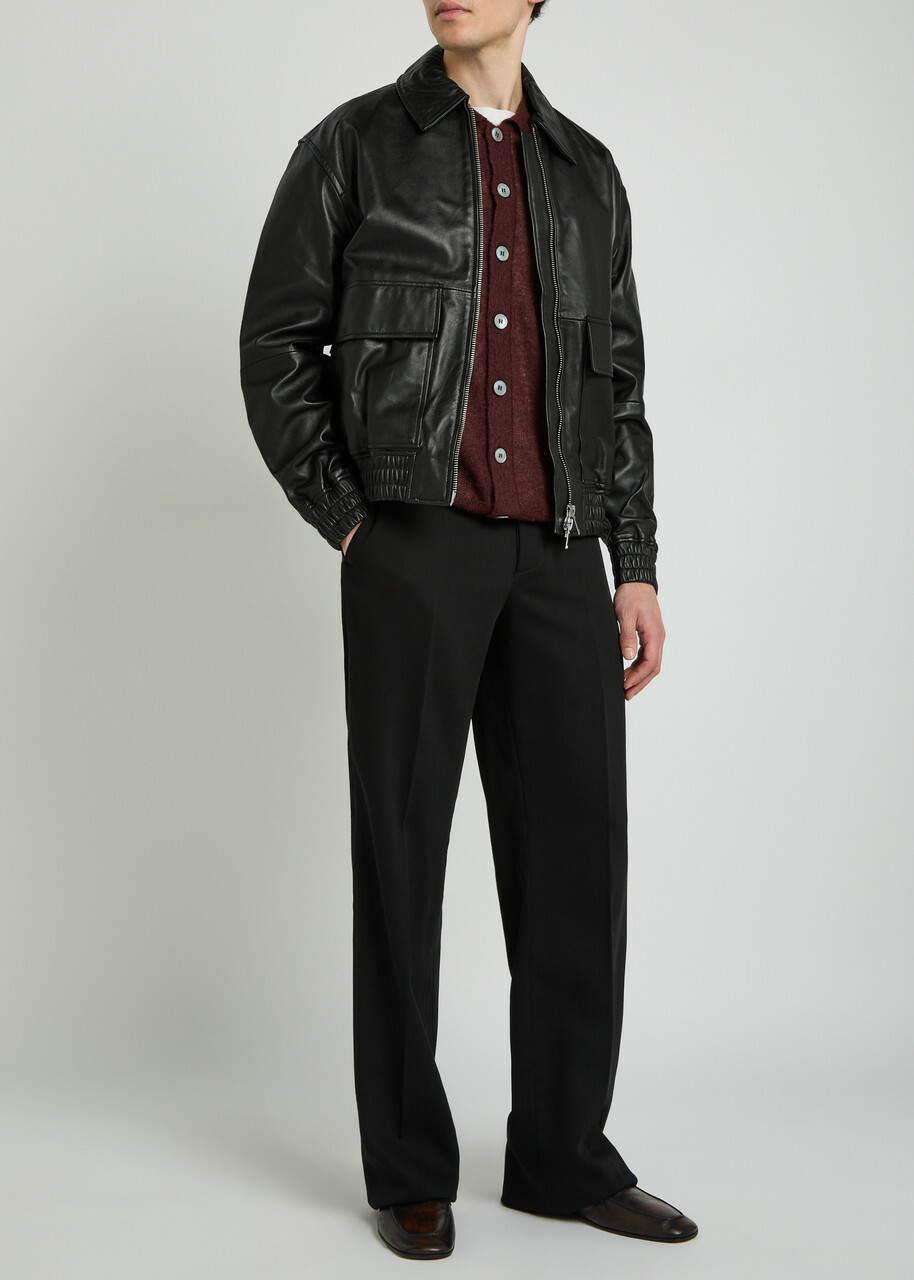 Studio Nicholson Piston Leather Jacket Black