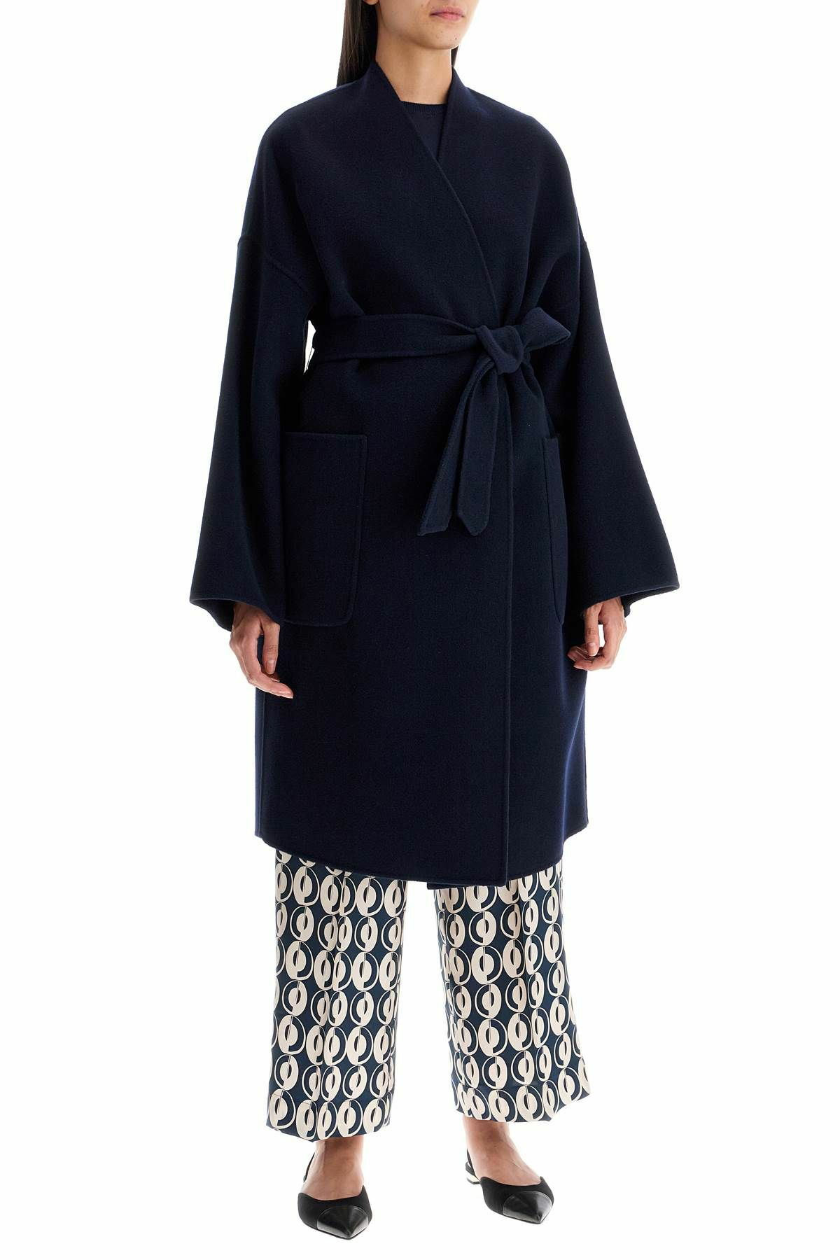 WEEKEND MAX MARA eris midi wrap coat with robe Blue Weekend