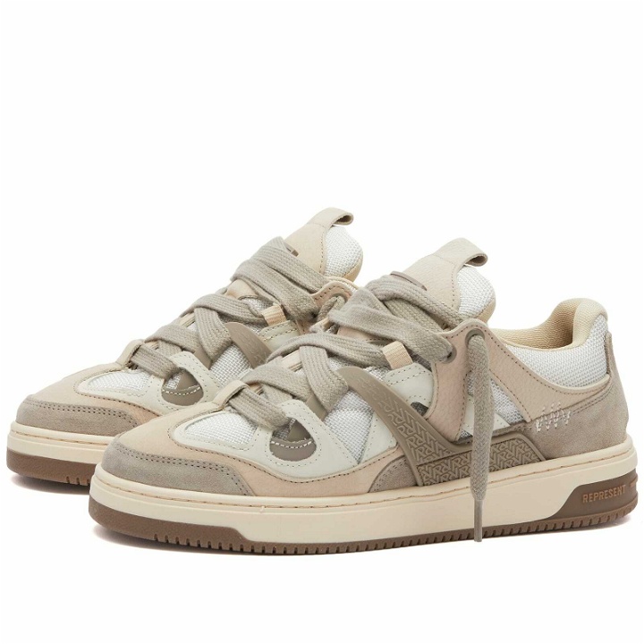 Photo: Represent Men's Bully Leather Sneakers in Washed Taupe/Cashmere