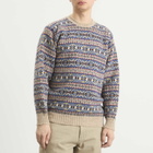 Jamieson's of Shetland Men's Jamiesons of Shetland Fair Isle Crew Knit in New Pattern Blue