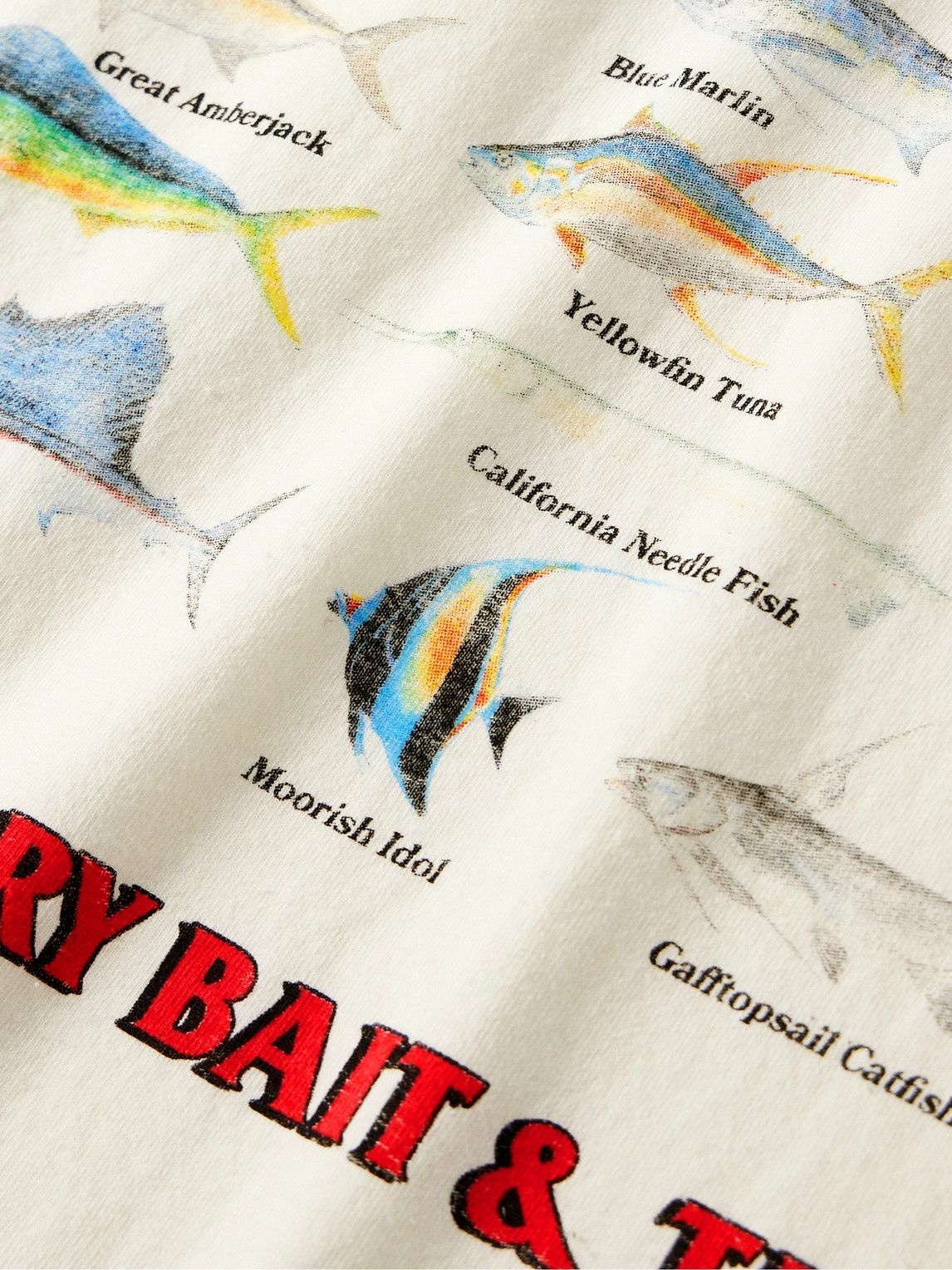 CHERRY LA - Baja Fish Stone-Washed Garment-Dyed Logo-Print Cotton