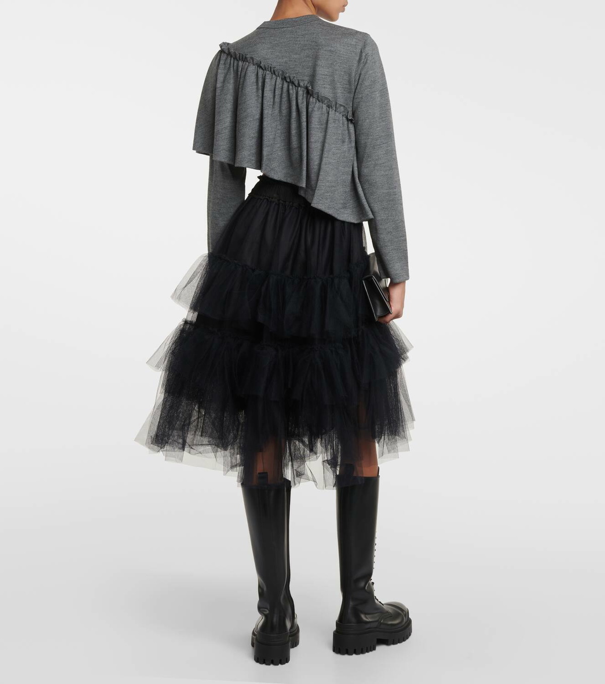Noir Kei Ninomiya Ruffled cropped wool sweater