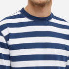Drake's Men's Long Sleeve Stripe Hiking T-Shirt in Navy/White
