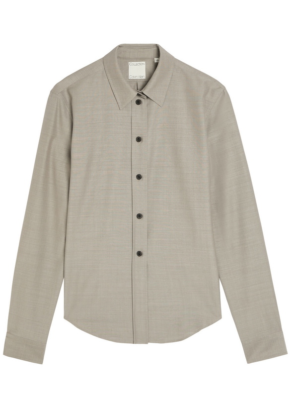 Photo: Calvin Klein Sophie Wool and Silk-blend Shirt Grey