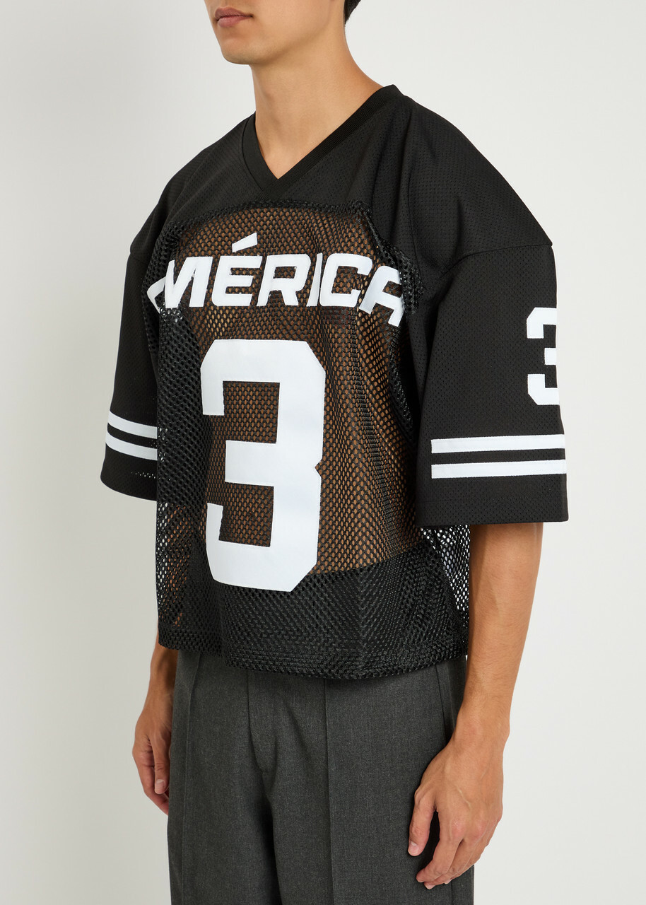 Willy Chavarria Appliquéd Mesh Jersey Black