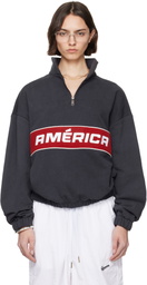WILLY CHAVARRIA Black 'América' Quarter Zip Sweatshirt
