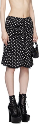 Anna Sui Black Polka Dot Ruched Midi Skirt