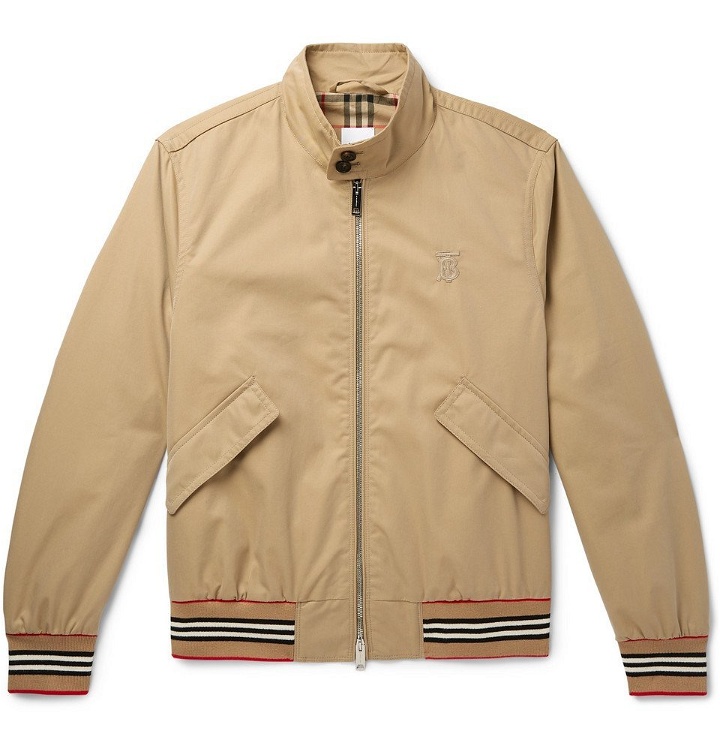 Photo: Burberry - Logo-Embroidered Cotton-Twill Bomber Jacket - Beige