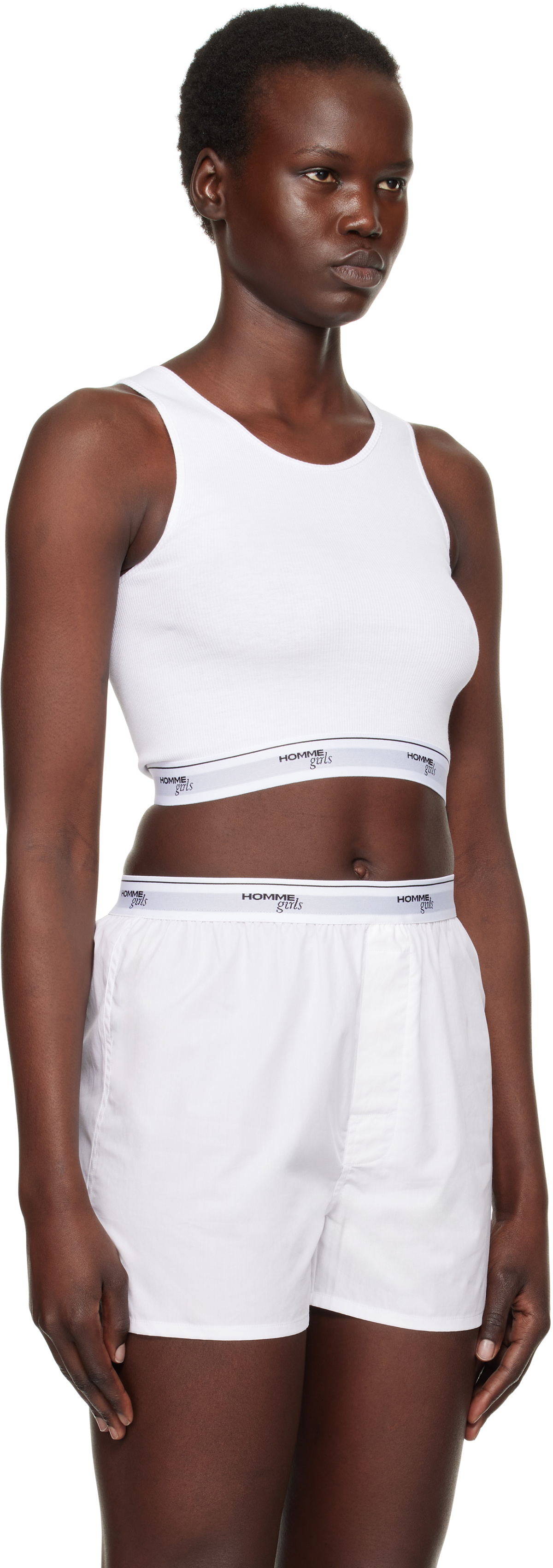 トップス Homme girls | LOGO CROPPED TANK IN WHITE Logo Cropped Tank in White – HOMMEGIRLS