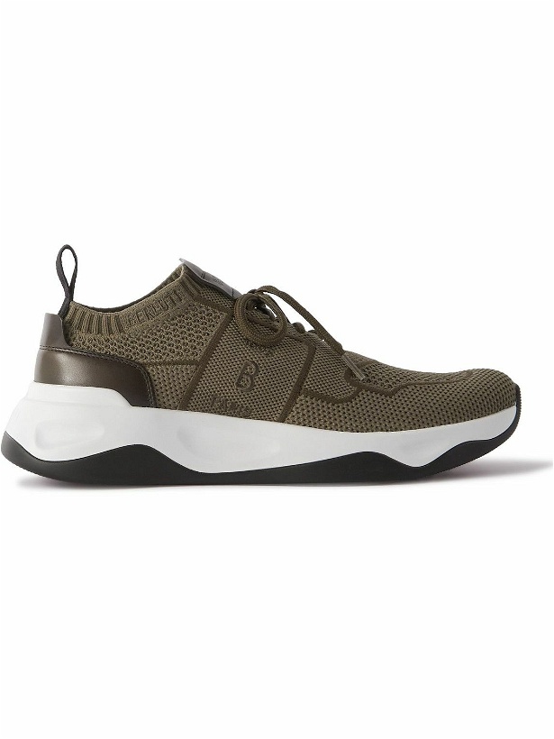 Photo: Berluti - Shadow Venezia Leather-Trimmed Stretch-Knit Sneakers - Brown
