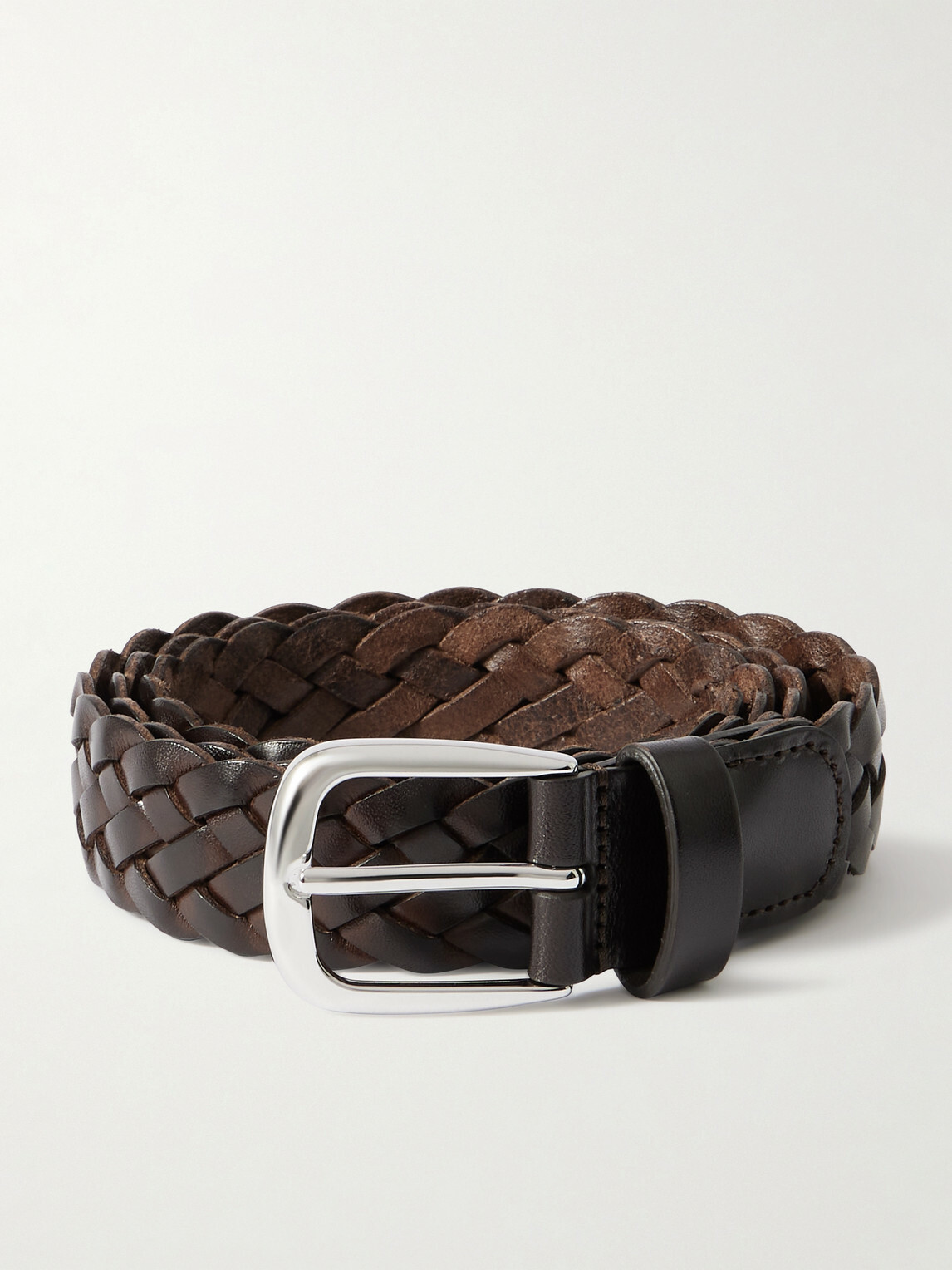 Anderson's - 3cm Woven Leather Belt - Brown