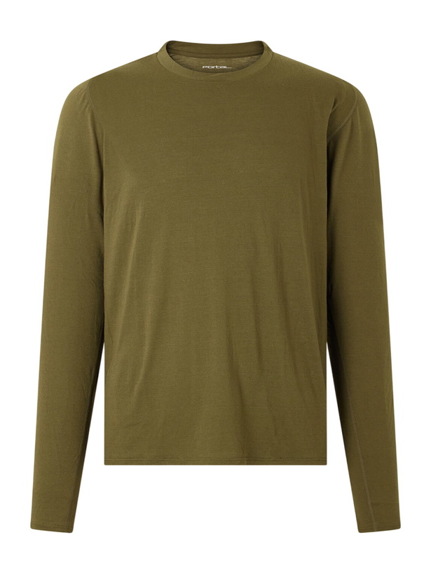 Photo: Portal - Drift Merino Wool-Blend Jersey T-Shirt - Green