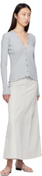 Baserange Off-White & Blue Arthur Denim Maxi Skirt