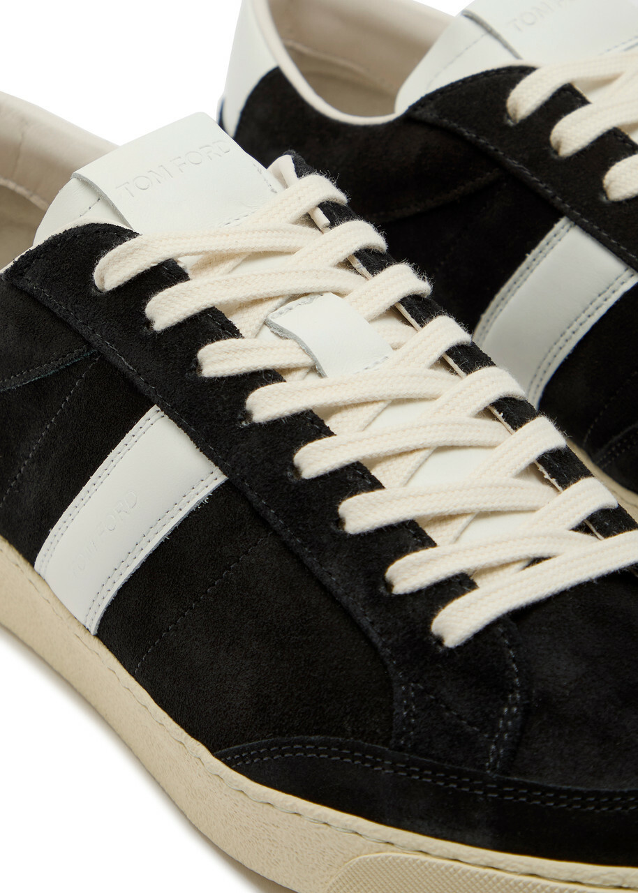 Tom Ford Panelled Leather and Suede Sneakers Black