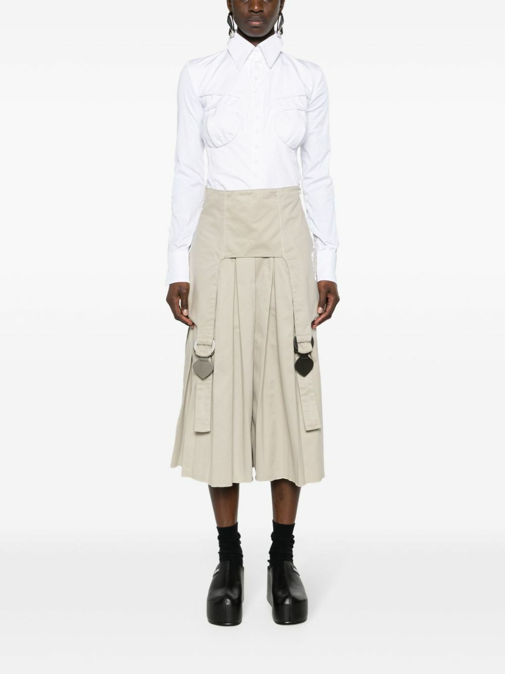 Sinead O'Dwyer White Point-Collar Shirt Bodysuit