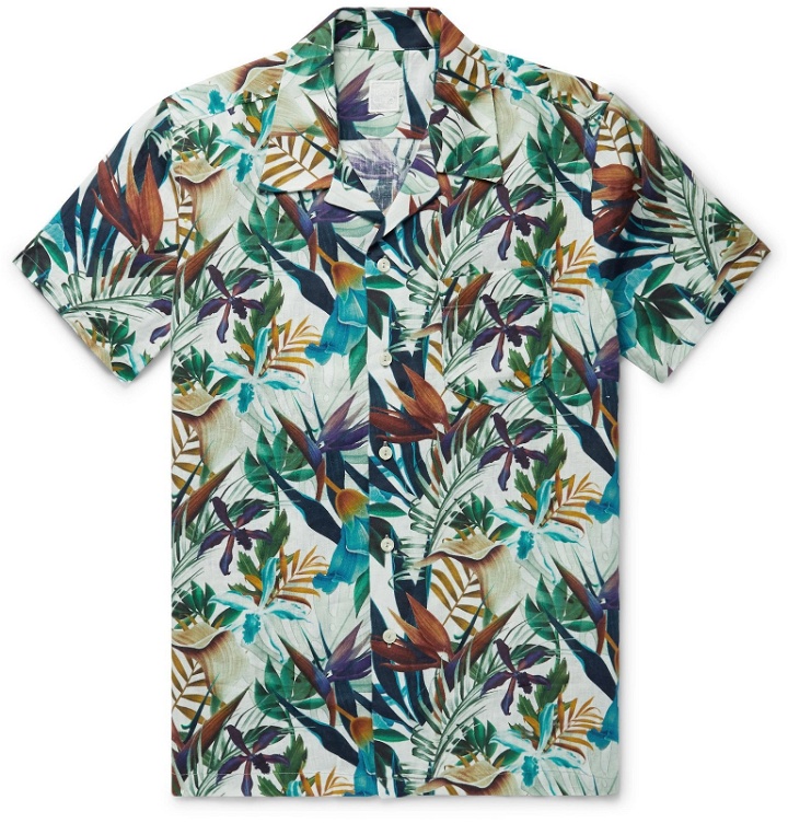 Photo: 120% - Camp-Collar Floral-Print Linen Shirt - Multi