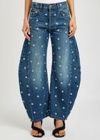A.W.A.K.E Mode Studded Organic Barrel-leg Jeans Blue