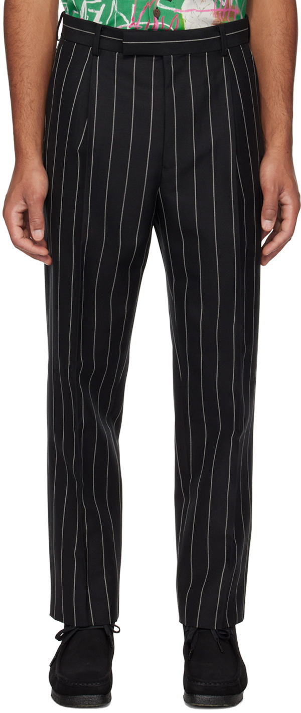 WACKO MARIA STRIPED PLEATED TROUSERS - スラックス