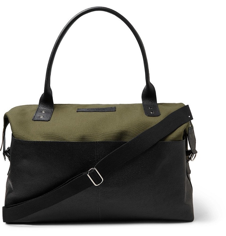 Photo: Oliver Spencer - Full-Grain Leather and Cotton-Canvas Holdall - Men - Army green