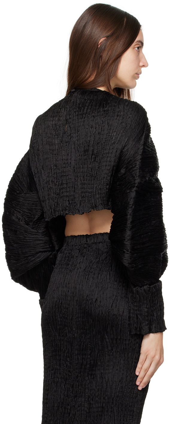 Mame Kurogouchi Black Wrinkle Pleats Top