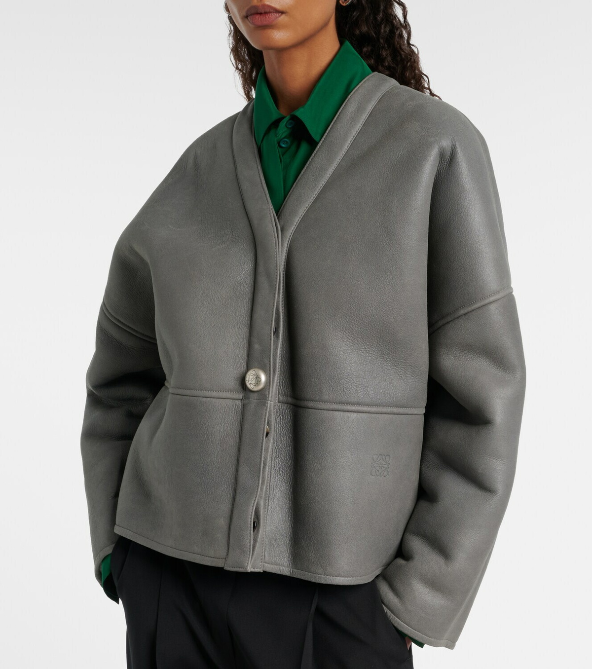 Loewe Pebble shearling-lined leather jacket
