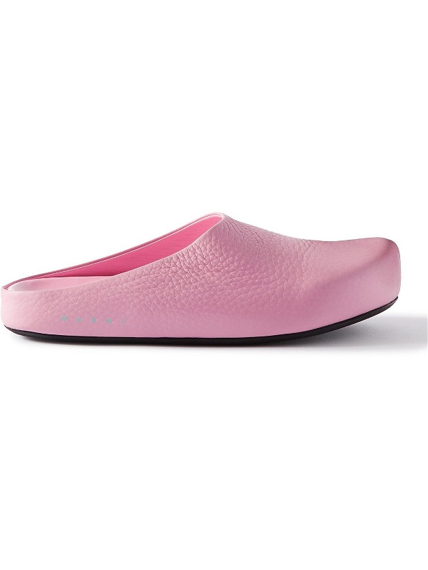 Photo: Marni - Fussbett Full-Grain Leather Slippers - Pink
