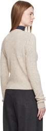AURALEE Beige Cashmere Melange Knit Sweater