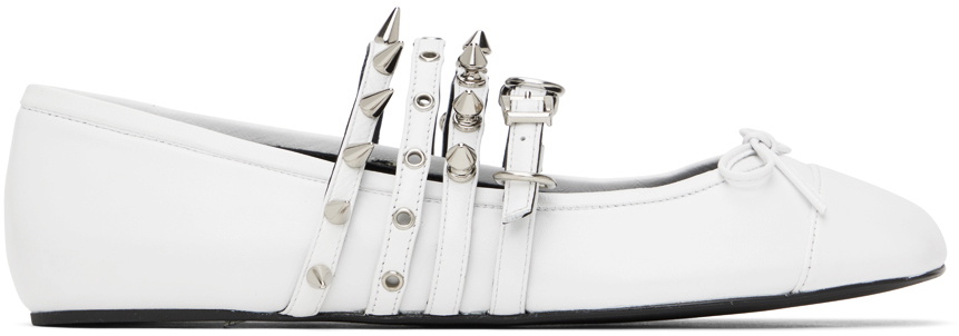 送料無料 百貨店 ABRA White ABRA Flats Ballerina Spike 靴
