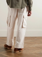 Story Mfg. - Peace Straight-Leg Embroidered Slub Organic Cotton-Canvas Cargo Trousers - Neutrals