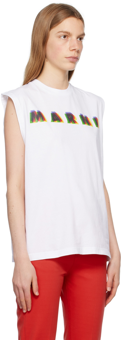 Marni White Printed Tank Top